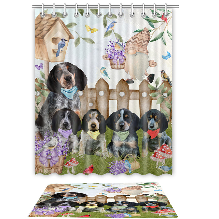 Bluetick Coonhound Shower Curtain with Bath Mat Set: Explore a Variety of Designs, Personalized, Custom, Curtains and Rug Bathroom Decor, Dog and Pet Lovers Gift