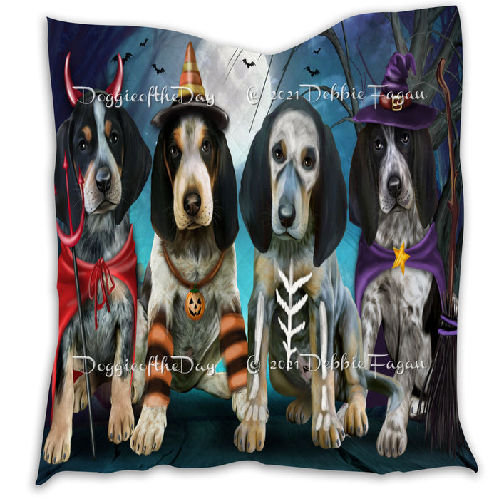 Happy Halloween Trick or Treat Bluetick Coonhound Dogs Lightweight Soft Bedspread Coverlet Bedding Quilt QUILT60246