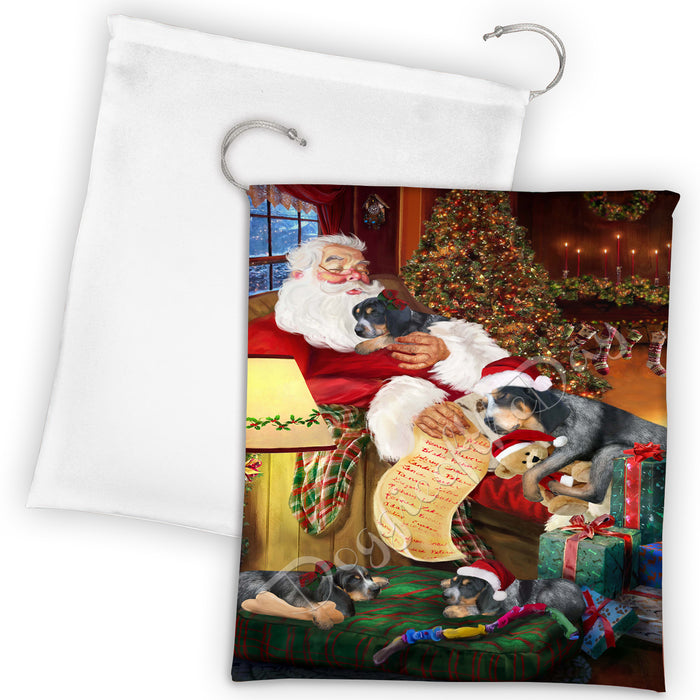 Santa Sleeping with Bluetick Coonhound Dogs Drawstring Laundry or Gift Bag LGB48783
