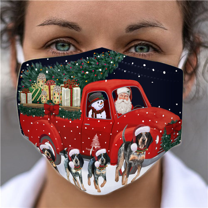 Christmas Express Delivery Red Truck Running Bluetick Coonhound Dogs Face Mask FM49849