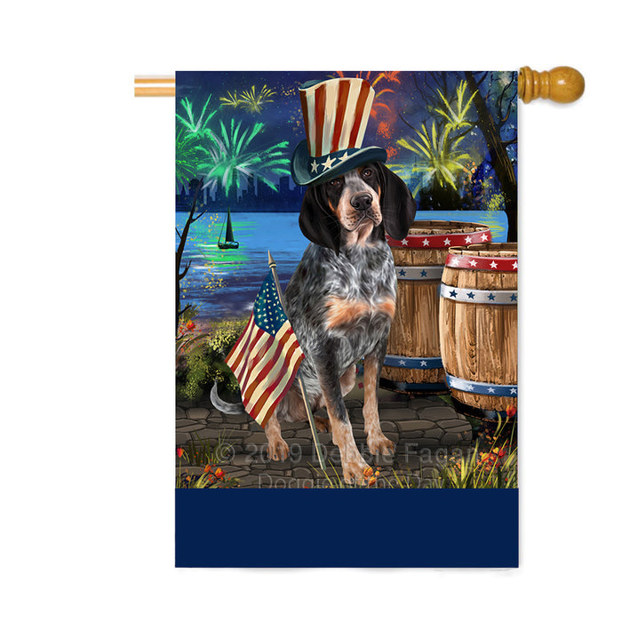 Personalized 4th of July Firework Bluetick Coonhound Dog Custom House Flag FLG-DOTD-A57861