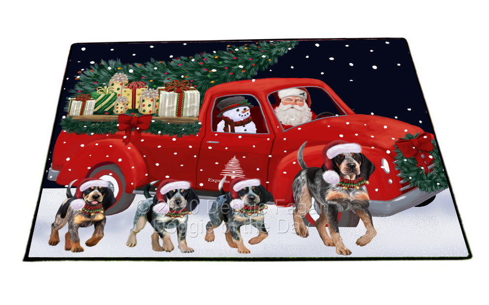 Christmas Express Delivery Red Truck Running Bluetick Coonhound Dogs Indoor/Outdoor Welcome Floormat - Premium Quality Washable Anti-Slip Doormat Rug FLMS56563