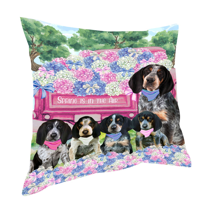 Bluetick Coonhound Pillow: Cushion for Sofa Couch Bed Throw Pillows, Personalized, Explore a Variety of Designs, Custom, Pet and Dog Lovers Gift