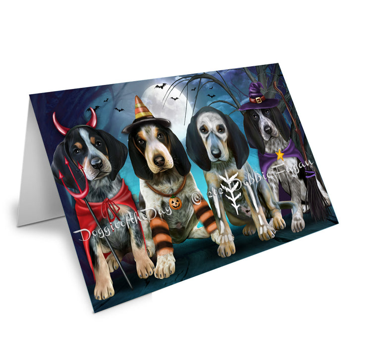 Happy Halloween Trick or Treat Bluetick Coonhound Dogs Handmade Artwork Assorted Pets Greeting Cards and Note Cards with Envelopes for All Occasions and Holiday Seasons GCD76721