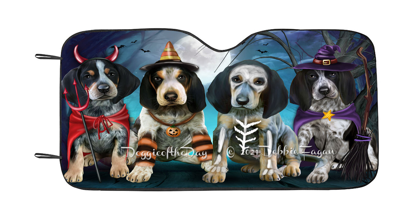 Happy Halloween Trick or Treat Bluetick Coonhound Dogs Car Sun Shade Cover Curtain