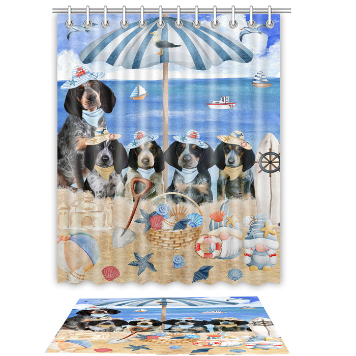Bluetick Coonhound Shower Curtain & Bath Mat Set - Explore a Variety of Custom Designs - Personalized Curtains with hooks and Rug for Bathroom Decor - Dog Gift for Pet Lovers