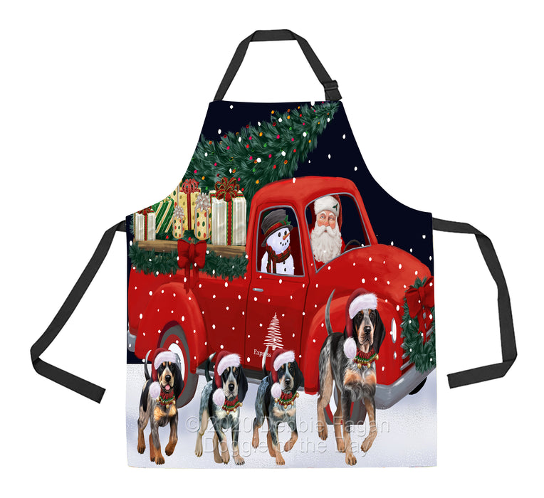 Christmas Express Delivery Red Truck Running Bluetick Coonhound Dogs Apron Apron-48106