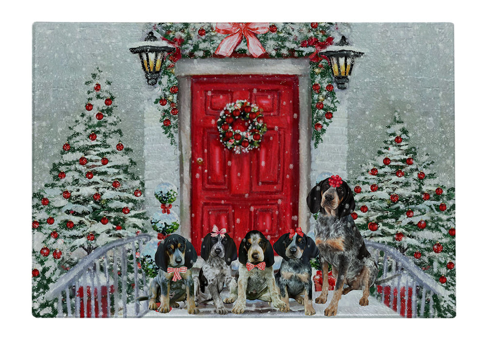 Christmas Holiday Welcome Bluetick Coonhound Dogs Cutting Board - For Kitchen - Scratch & Stain Resistant - Designed To Stay In Place - Easy To Clean By Hand - Perfect for Chopping Meats, Vegetables