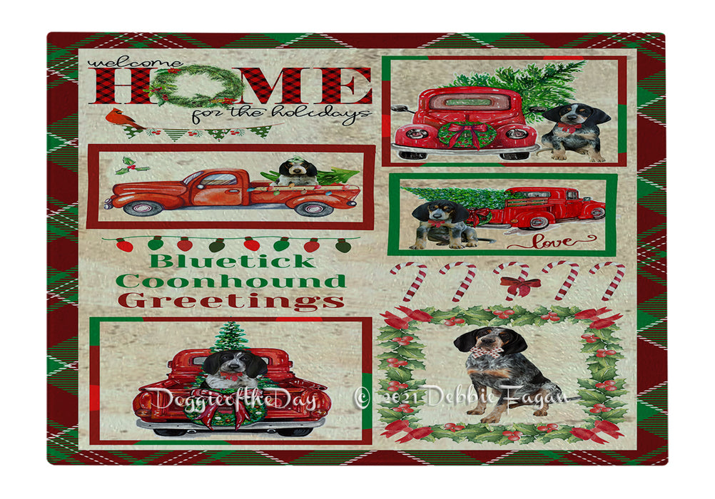 Welcome Home for Christmas Holidays Bluetick Coonhound Dogs Cutting Board - Easy Grip Non-Slip Dishwasher Safe Chopping Board Vegetables C78886