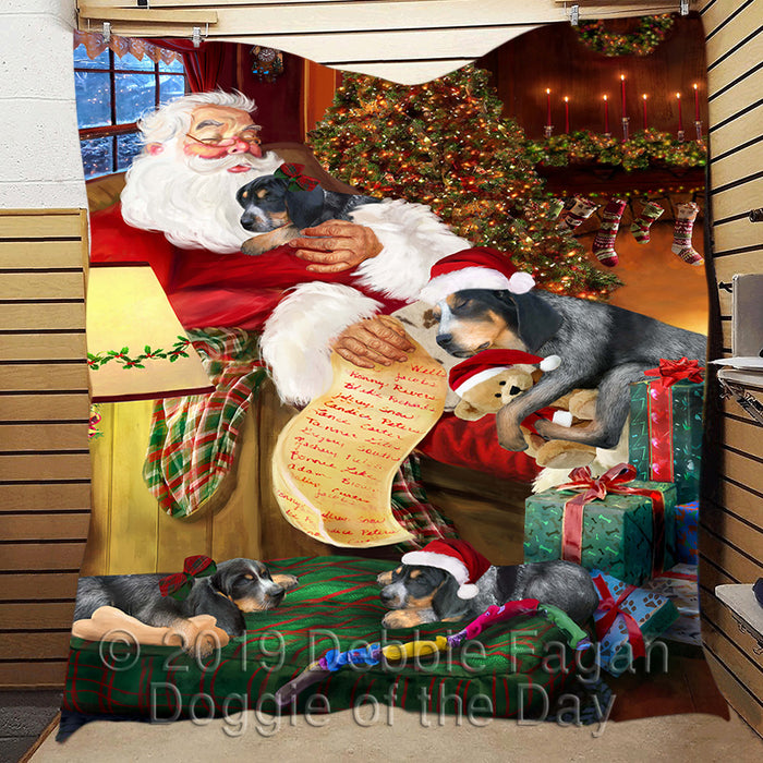 Santa Sleeping with Bluetick Coonhound Dogs Quilt