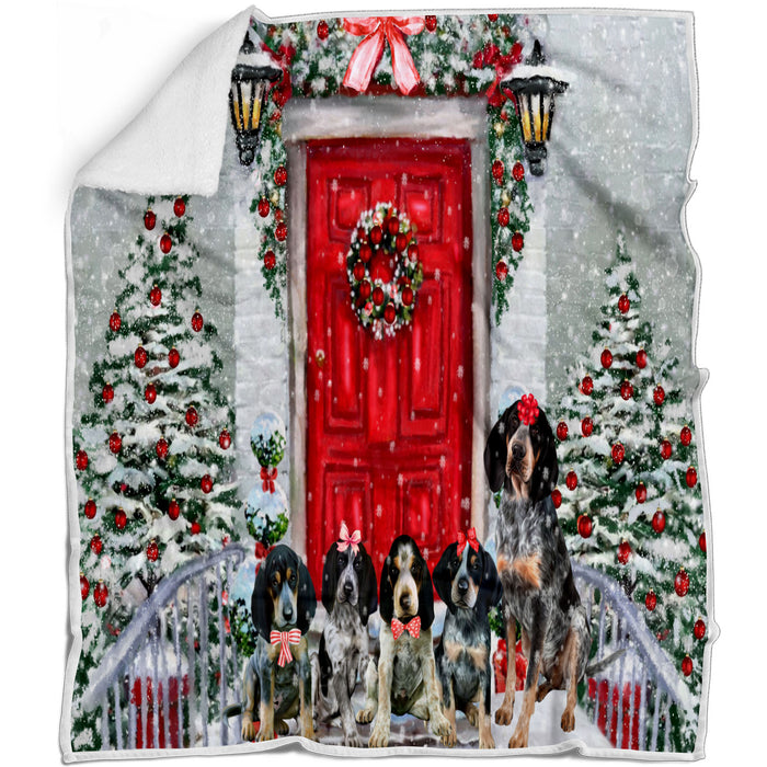 Christmas Holiday Welcome Bluetick Coonhound Dogs Blanket - Lightweight Soft Cozy and Durable Bed Blanket - Animal Theme Fuzzy Blanket for Sofa Couch