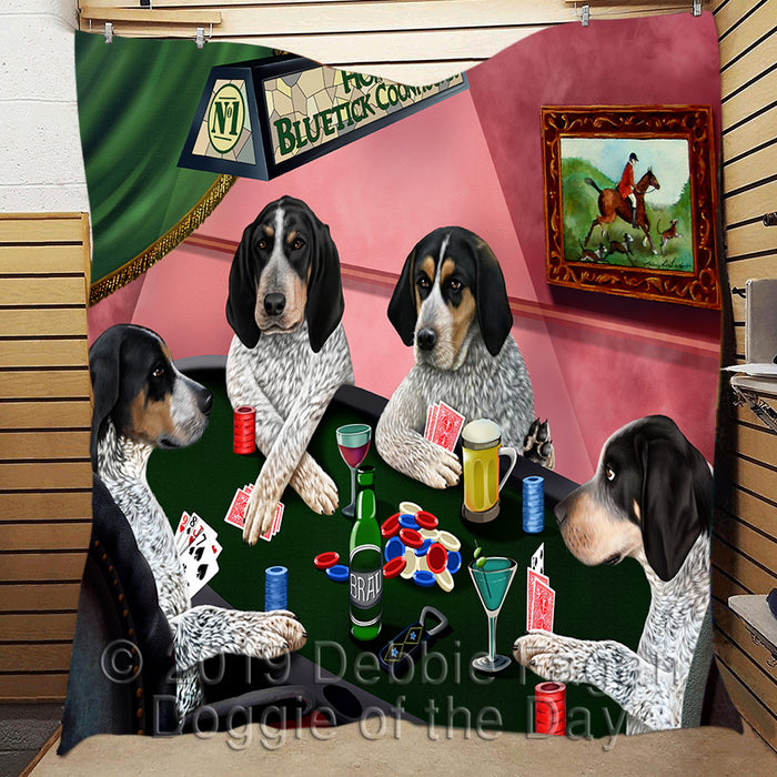 Home of  Bluetick Coonhound Dogs Playing Poker Quilt