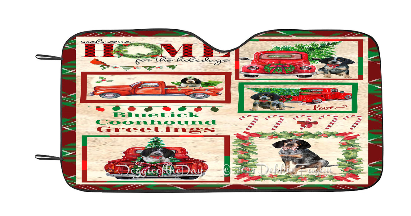 Welcome Home for Christmas Holidays Bluetick Coonhound Dogs Car Sun Shade Cover Curtain