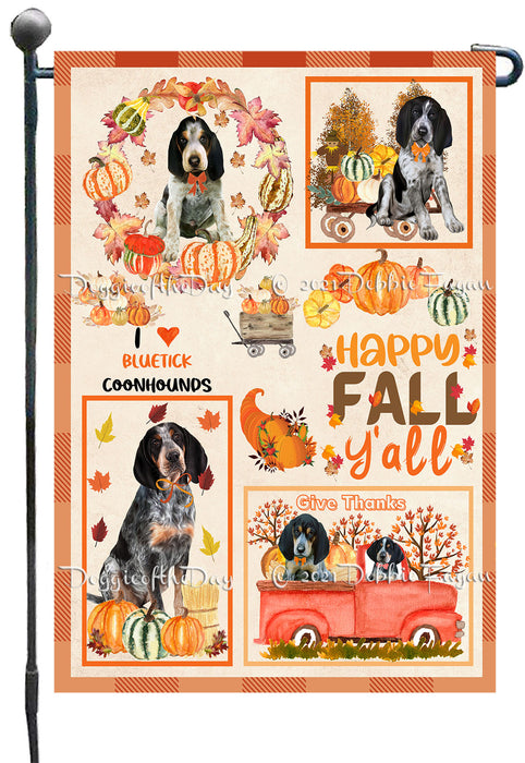 Happy Fall Y'all Pumpkin Bluetick Coonhound Dogs Garden Flags- Outdoor Double Sided Garden Yard Porch Lawn Spring Decorative Vertical Home Flags 12 1/2"w x 18"h