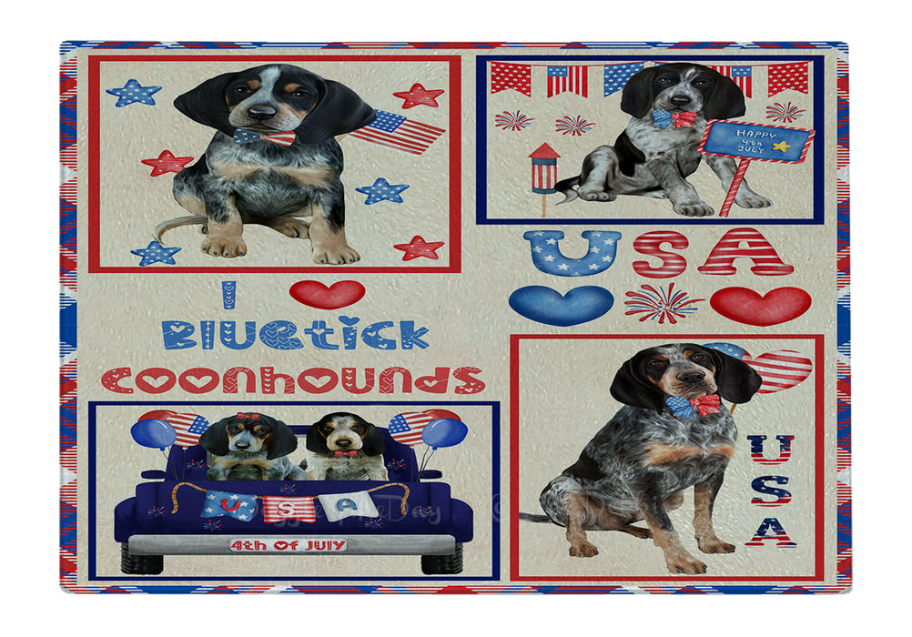 4th of July Independence Day I Love USA Bluetick Coonhound Dogs Cutting Board - For Kitchen - Scratch & Stain Resistant - Designed To Stay In Place - Easy To Clean By Hand - Perfect for Chopping Meats, Vegetables