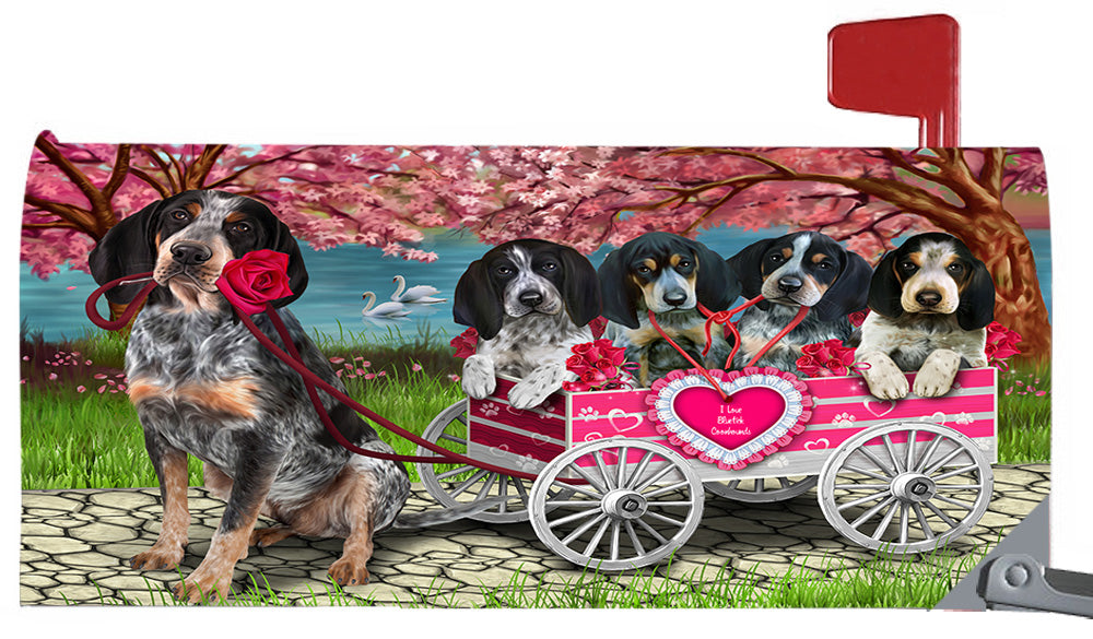 I Love Bluetick Coonhound Dogs in a Cart Magnetic Mailbox Cover MBC48540