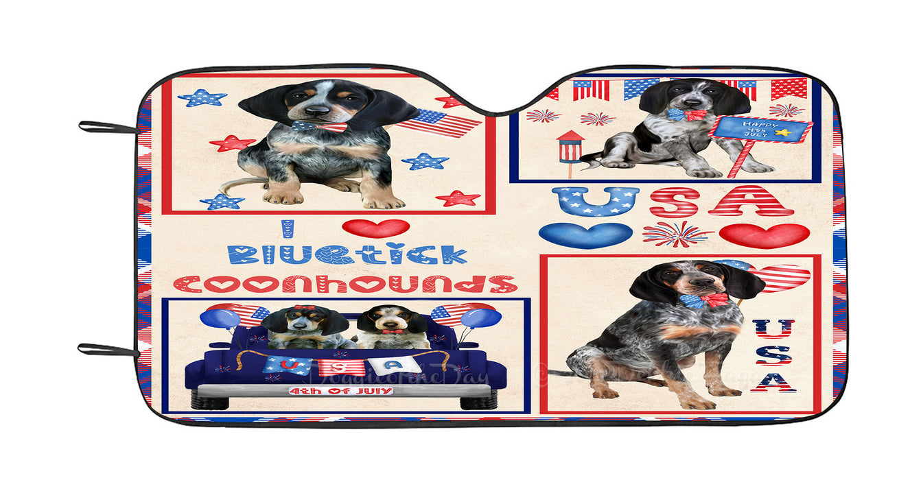 4th of July Independence Day I Love USA Bluetick Coonhound Dogs Car Sun Shade Cover Curtain