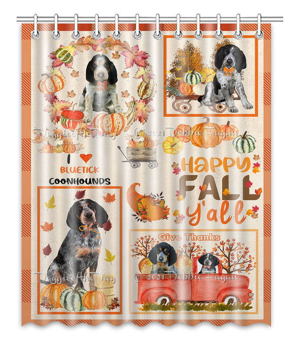 Happy Fall Y'all Pumpkin Bluetick Coonhound Dogs Shower Curtain Bathroom Accessories Decor Bath Tub Screens