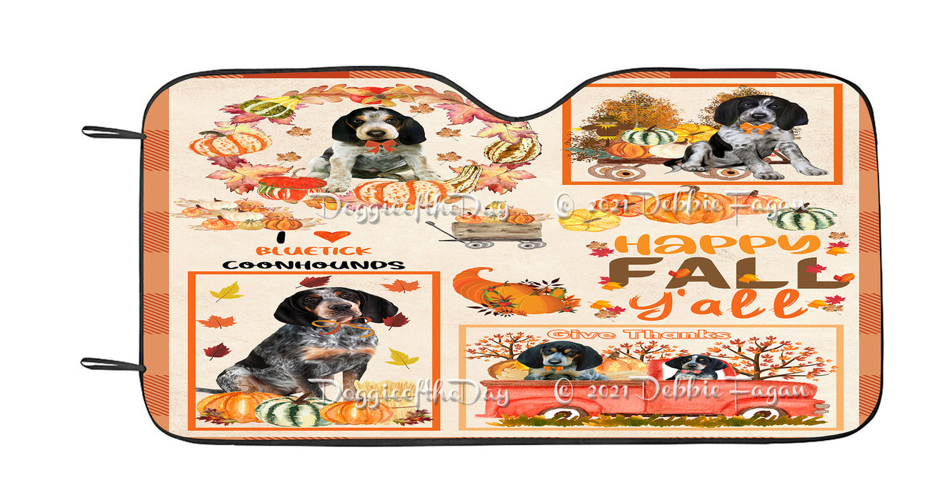 Happy Fall Y'all Pumpkin Bluetick Coonhound Dogs Car Sun Shade Cover Curtain