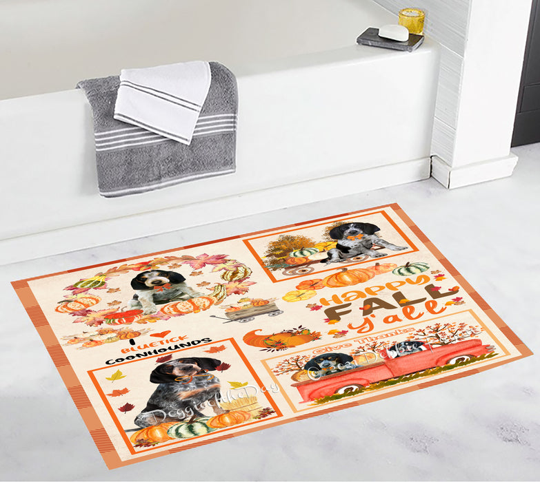 Happy Fall Y'all Pumpkin Bluetick Coonhound Dogs Bathroom Rugs with Non Slip Soft Bath Mat for Tub BRUG55126