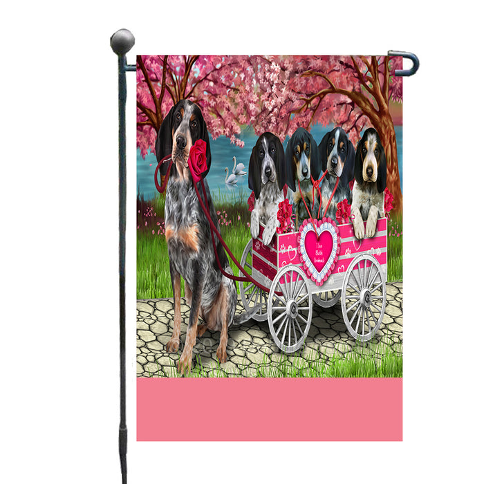Personalized I Love Bluetick Coonhound Dogs in a Cart Custom Garden Flags GFLG-DOTD-A62136