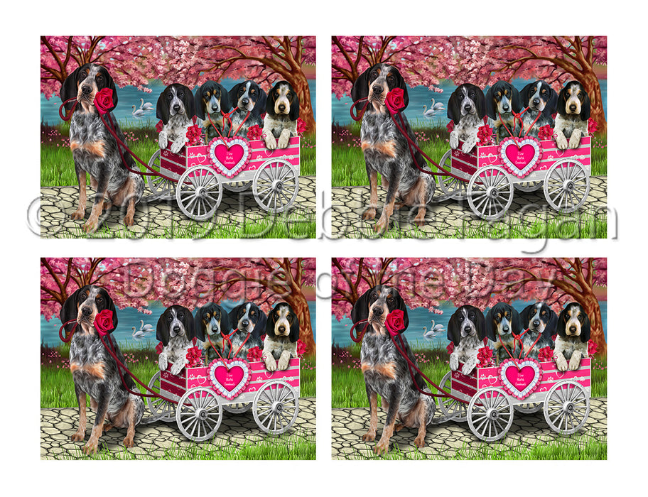 I Love Bluetick Coonhound Dogs in a Cart Placemat