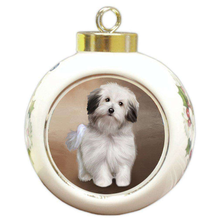 Bolognese Dog Round Ball Christmas Ornament