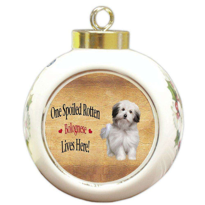 Bolognese Spoiled Rotten Dog Round Ball Christmas Ornament