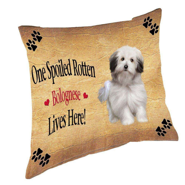 Bolognese Spoiled Rotten Dog Throw Pillow