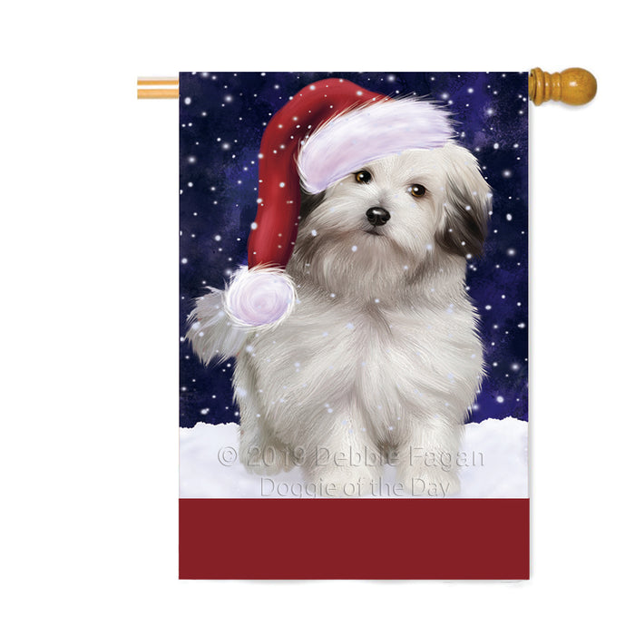 Personalized Let It Snow Happy Holidays Bolognese Dog Custom House Flag FLG-DOTD-A62328