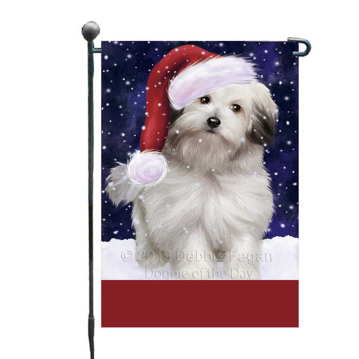 Personalized Let It Snow Happy Holidays Bolognese Dog Custom Garden Flags GFLG-DOTD-A62272
