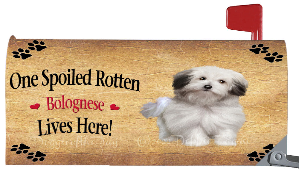 Spoiled Rotten Bolognese Dog Magnetic Mailbox Cover Both Sides Pet Theme Postbox Covers Decorative Letter Box Wrap Case Thick Magnetic Vinyl Material Fits 6.5" x 19" Metal Mailbox MBC51280