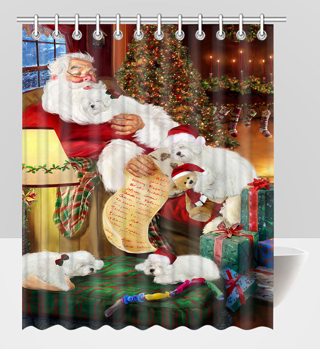 Santa Sleeping with Bolognese Dogs Shower Curtain