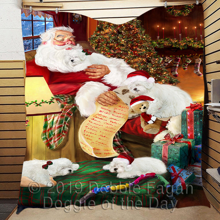 Santa Sleeping with Bolognese Dogs Quilt