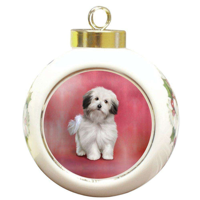 Bologneses Dog Round Ceramic Christmas Ornament