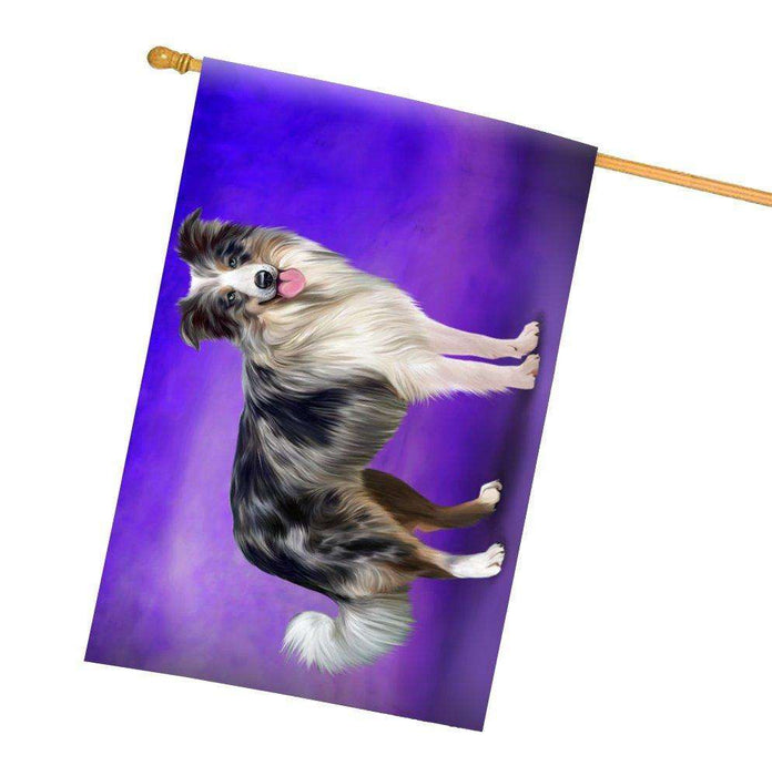 Border Collie Blue Merle Dog All Weather House Flag