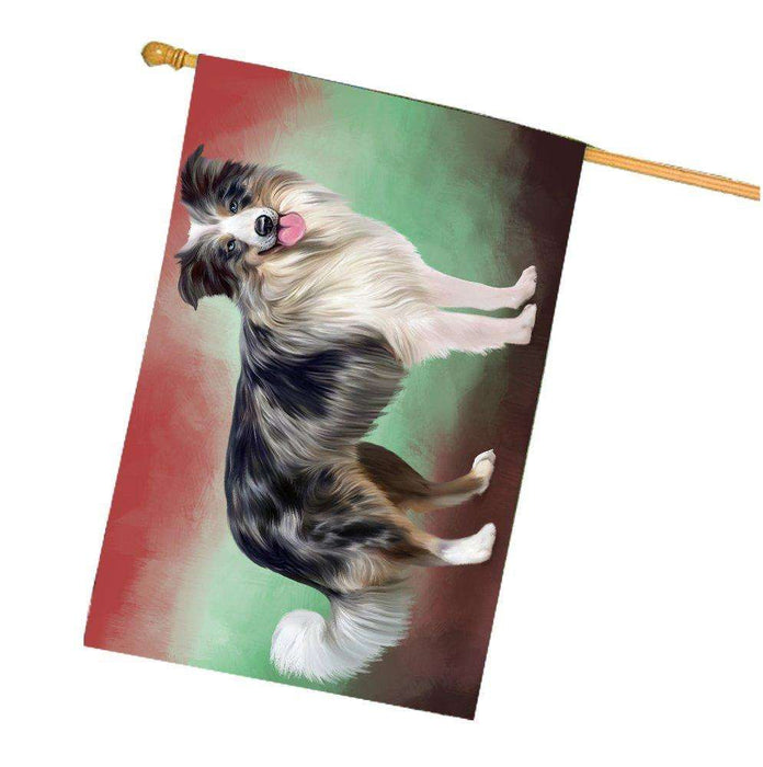 Border Collie Blue Merle Dog House Flag