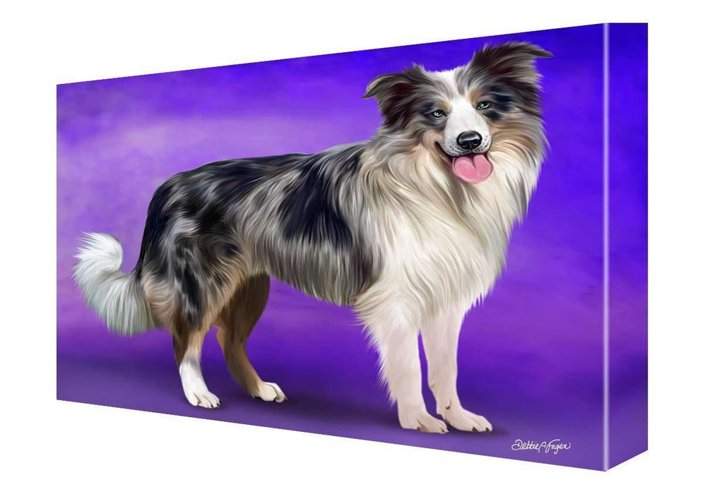 Border Collie Blue Merle Dog Painting Printed on Canvas Wall Art Signed