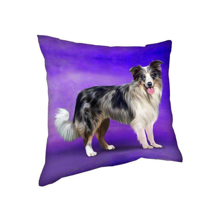 Border Collie Blue Merle Dog Throw Pillow