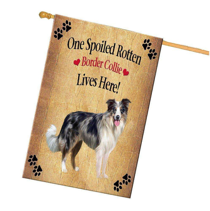 Border Collie Blue Merle Spoiled Rotten Dog House Flag