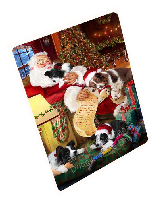 Border Collie Dog and Puppies Sleeping with Santa Magnet