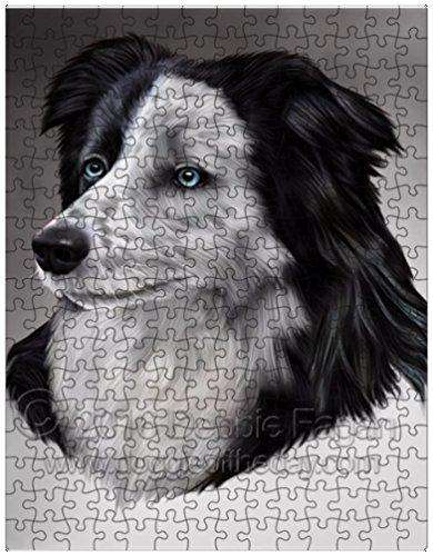 Border Collie Dog Art Portrait Print 300 Pc. Puzzle with Photo Tin