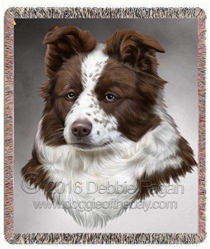 Border Collie Dog Art Portrait Print Woven Throw Blanket 54 X 38