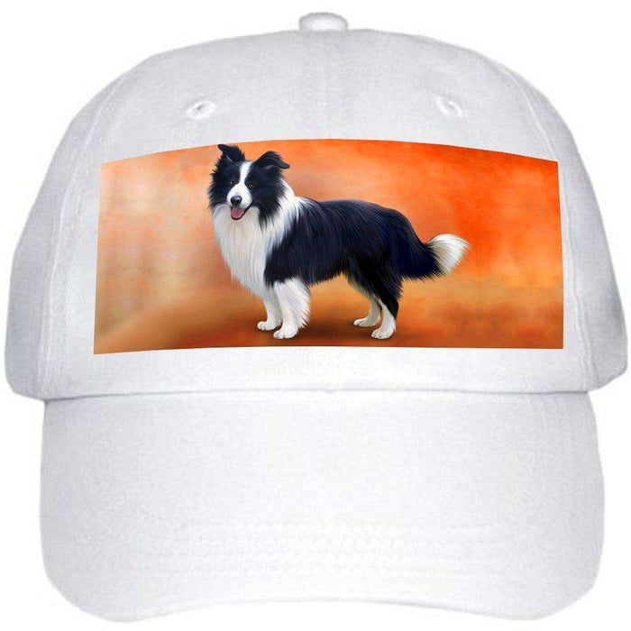 Border Collie Dog Ball Hat Cap Off White