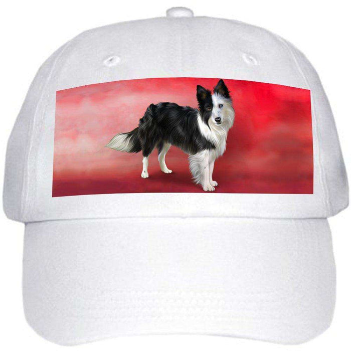 Border Collie Dog Ball Hat Cap Off White