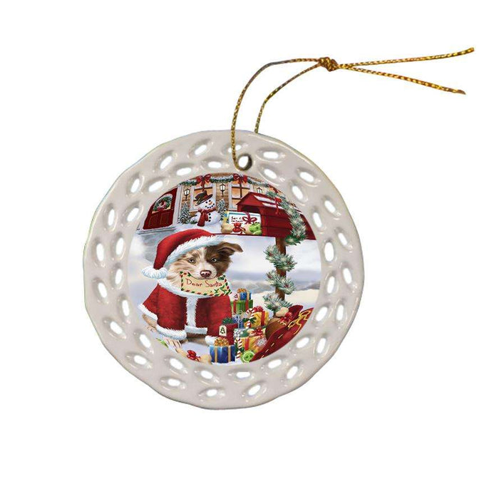 Border Collie Dog Dear Santa Letter Christmas Holiday Mailbox Ceramic Doily Ornament DPOR53872