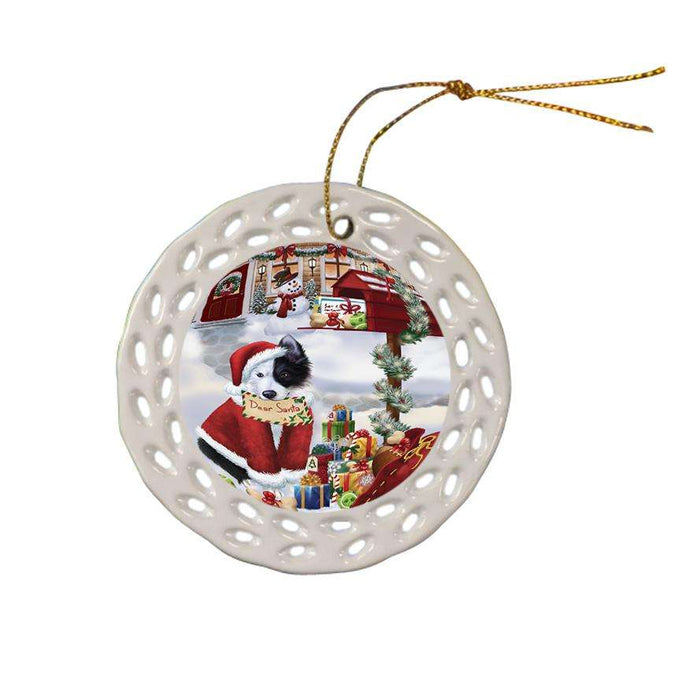 Border Collie Dog Dear Santa Letter Christmas Holiday Mailbox Ceramic Doily Ornament DPOR53873