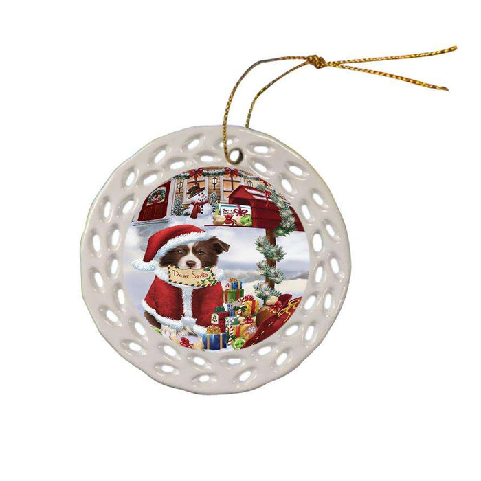 Border Collie Dog Dear Santa Letter Christmas Holiday Mailbox Ceramic Doily Ornament DPOR53874