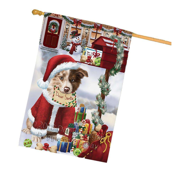 Border Collie Dog Dear Santa Letter Christmas Holiday Mailbox House Flag FLG54070