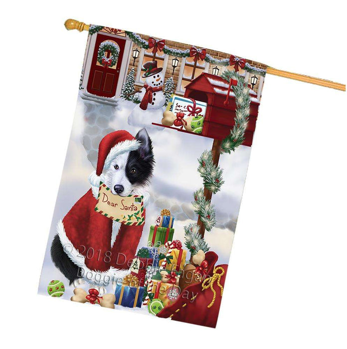 Border Collie Dog Dear Santa Letter Christmas Holiday Mailbox House Flag FLG54071